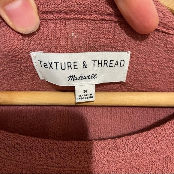 Madewell Texture and Thread Bell Sleeve Smocked Dusty Rose Pink Blouse Top M - Picture 4 of 5